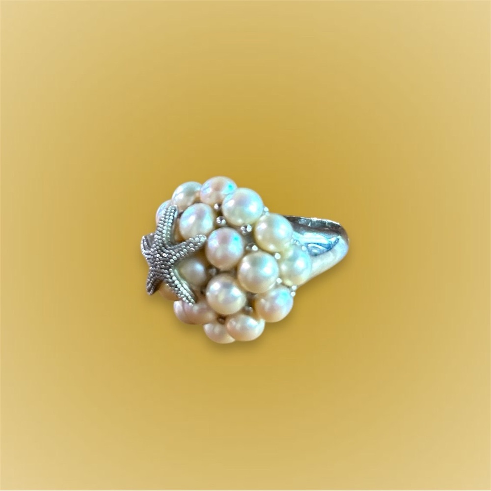 Honora Starfish with Cluster Champagne Pearls in 925 Sterling Silver Ring